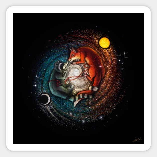 The Fox & The Racoon Sticker by visionarysea